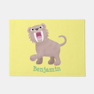 Niedlicher Säbeltoothy Tiger Smilodon Cartoon Fußmatte