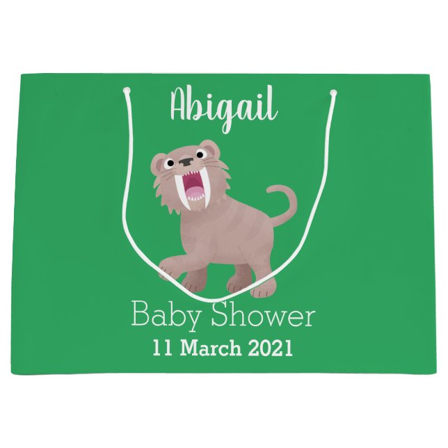 Niedlicher Säbeltoothy Tiger Smilodon Cartoon Große Geschenktüte (Vorderseite)