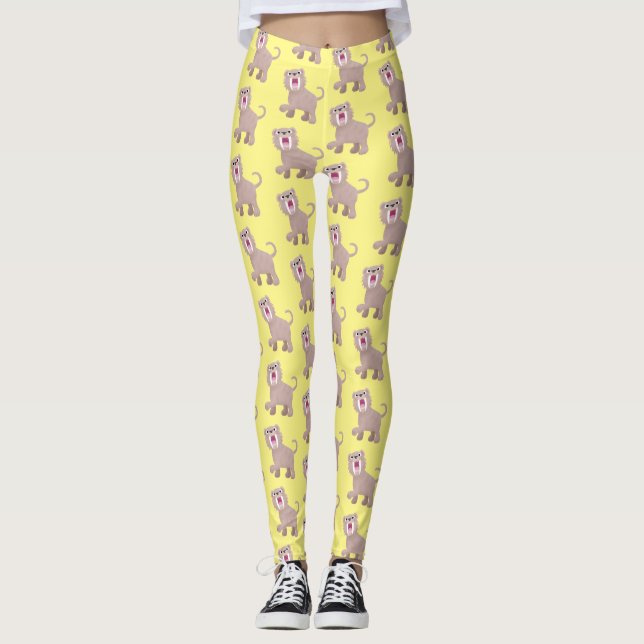 Niedlicher Säbeltoothy Tiger Smilodon Cartoon Leggings (Vorderseite)