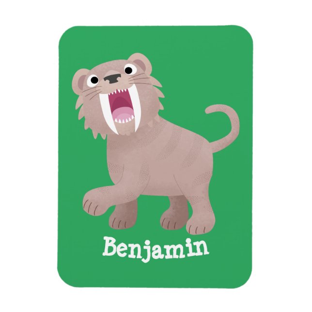 Niedlicher Säbeltoothy Tiger Smilodon Cartoon Magnet (Vertikal)