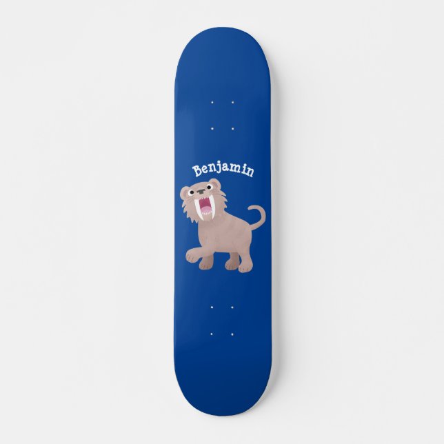 Niedlicher Säbeltoothy Tiger Smilodon Cartoon Skateboard (Vorne)