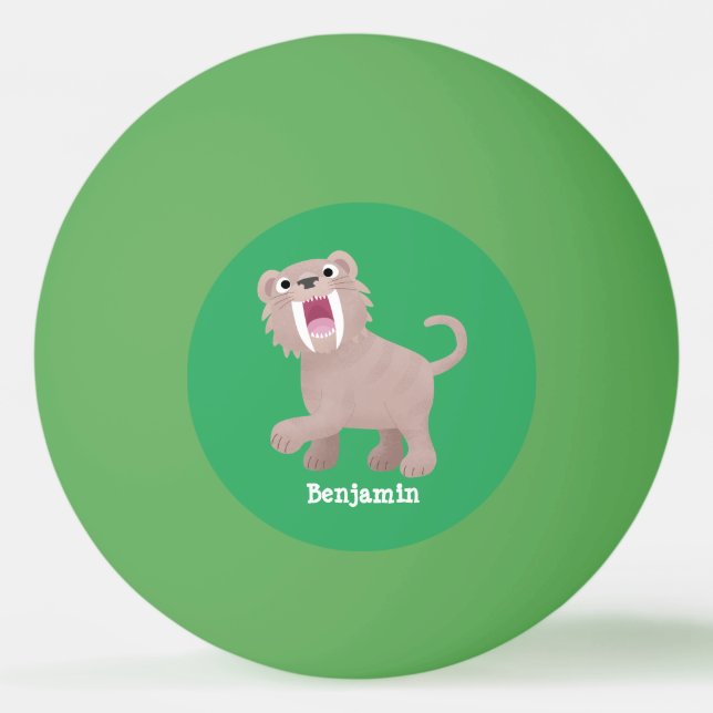 Niedlicher Säbeltoothy Tiger Smilodon Cartoon Tischtennisball (Vorderseite)
