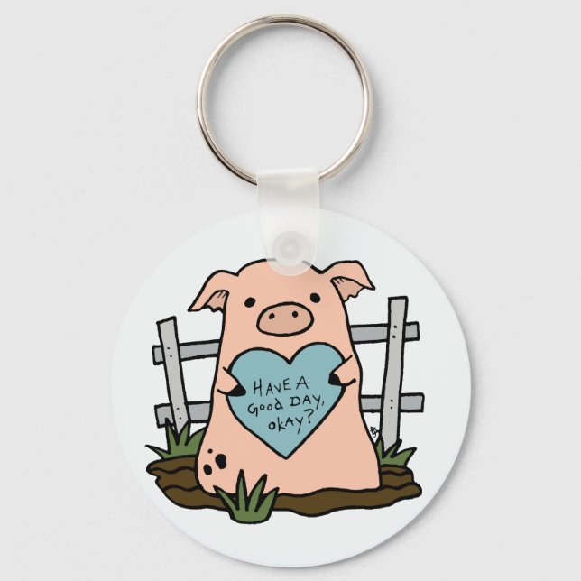 Niedlicher Sad Pig Schlüsselanhänger (Vorderseite)