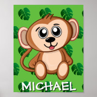 Niedlicher Safari Affe Grüner Cartoon Jungle Name