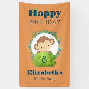 Niedlicher Safari-Affe Happy Birthday Banner