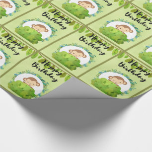 Niedlicher Safari Affe Happy Birthday Pattern Geschenkpapier