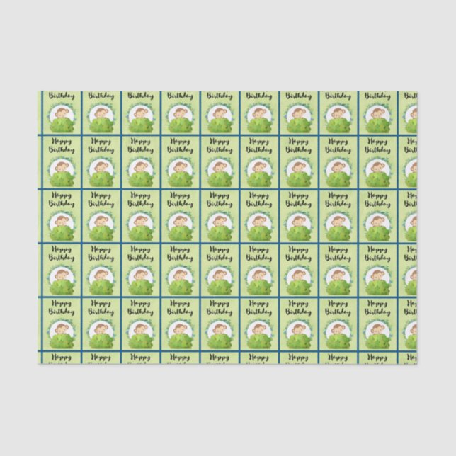 Niedlicher Safari Affe Happy Birthday Pattern Seidenpapier (Vorderseite)