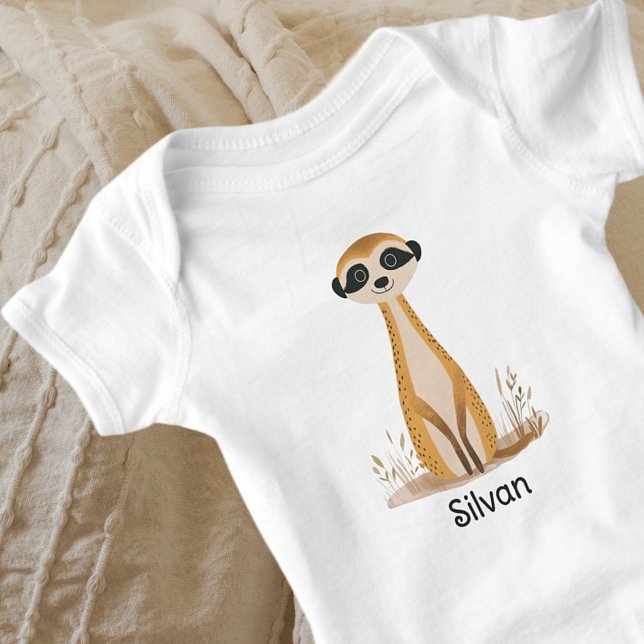 Niedlicher Safari Animal Meerkat Gender Neutraler  Baby Strampler (Von Creator hochgeladen)