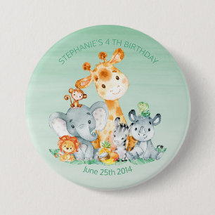 Niedlicher Safari-Dschungeltiere Wasserfarbe Gebur Button