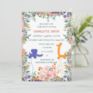 niedlicher Safari-Elefant-Giraffe Ballon Einladung