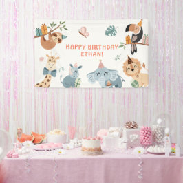 Niedlicher Safari Party Tiere Kindergeburtstag Banner