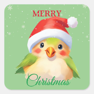 Niedlicher Safari-Vogel Weihnachtskostüm Quadratischer Aufkleber
