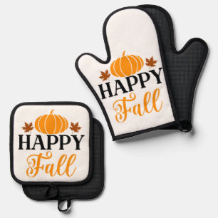 Niedlicher Saison glücklicher Fall Pumpkin Baking Ofenhandschuh & Topflappen-Set