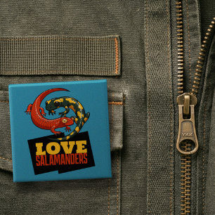 Niedlicher Salamander Liebt Salamander Fan Cartoon Button