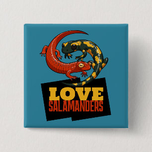 Niedlicher Salamander Liebt Salamander Fan Cartoon Button