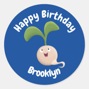 Niedlicher Samen Sprout Cartoon Illustrationskurs Runder Aufkleber