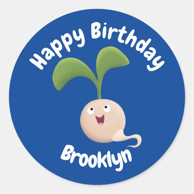 Niedlicher Samen Sprout Cartoon Illustrationskurs Runder Aufkleber (Vorderseite)