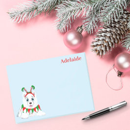 Niedlicher Samoyed Elf mit lustigem Headband. Post-it Klebezettel