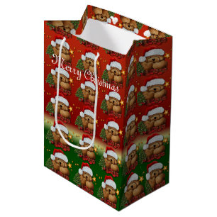Niedlicher Santa Bear Mittlere Weihnachtsgeschenkt Geschenktüte