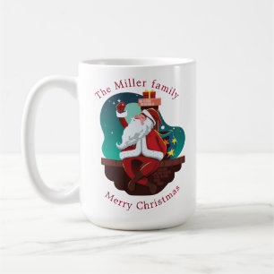 niedlicher Santa-Claus auf der Dachfeiertagmonogra Kaffeetasse