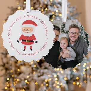 Niedlicher Santa Claus Foto Holiday Ornament Karte