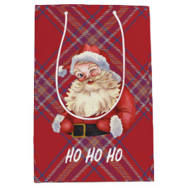 Niedlicher Santa Claus Ho ho ho kariert Scottish Mittlere Geschenktüte