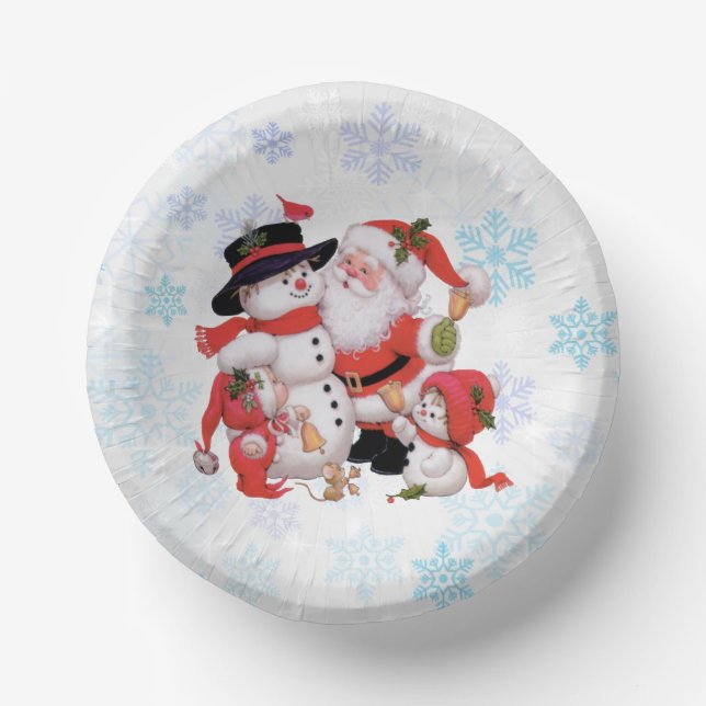 Niedlicher Santa Claus Snowman Snow Pappteller (Vorderseite)