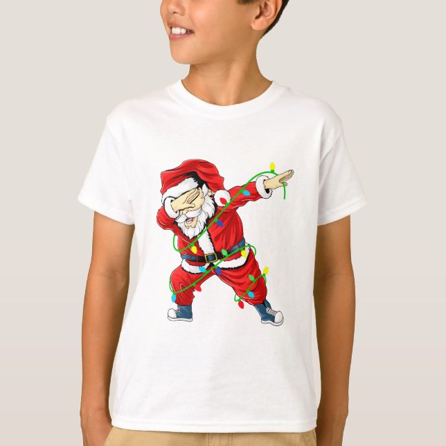 Niedlicher Santa Dabbing Leuchten Weihnachtsjunge  T-Shirt (Vorderseite)