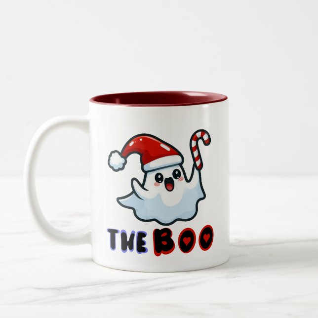 Niedlicher Santa Ghost Die Boo-Tasse Zweifarbige Tasse (Links)