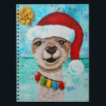 Niedlicher Santa Llama am Strand Notizblock<br><div class="desc">This playful "Santa Llama on the Beach" is from the Melinda Tomasello Art Holiday Collection. The artwork consist of cheerful vibrant colors and feature a sweet little Llama wearing a Santa hat and hat bean necklace while basking in the sun. The painting was created to represent winter on the beach...</div>