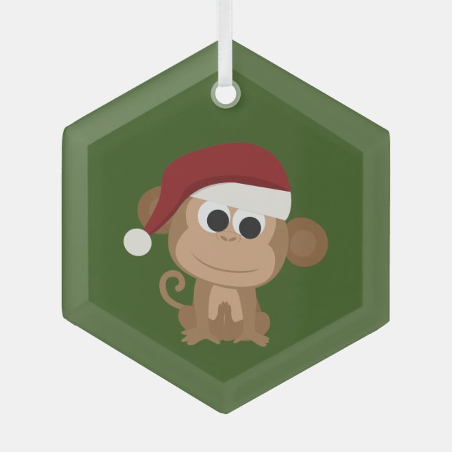 Niedlicher Santa Monkey Ornament Aus Glas (Vorderseite)