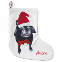 Niedlicher Santa Mops Hund Personalisiert Weihnach