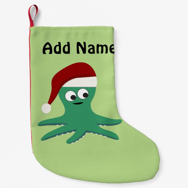 Niedlicher Santa Octopus Kleiner Weihnachtsstrumpf (Vorderseite)
