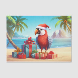Niedlicher Santa Parrot Tropical Beach Weihnachten Seidenpapier