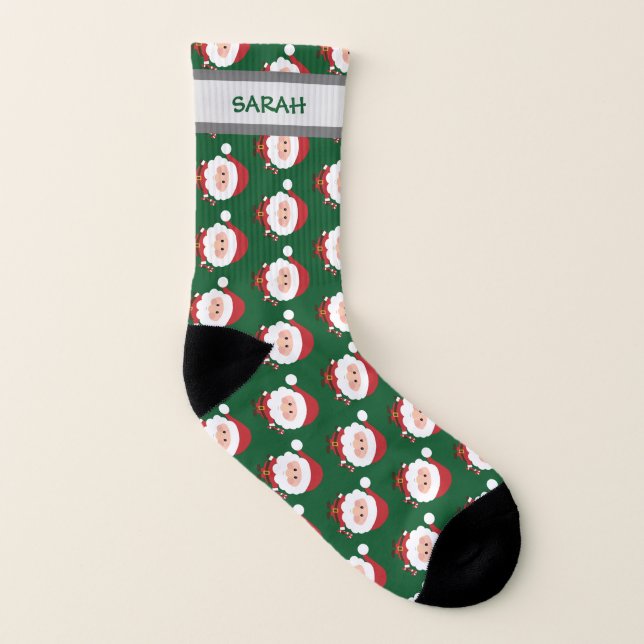 Niedlicher Santa Pattername Personalisierter Name  Socken (Rechts - Außen)