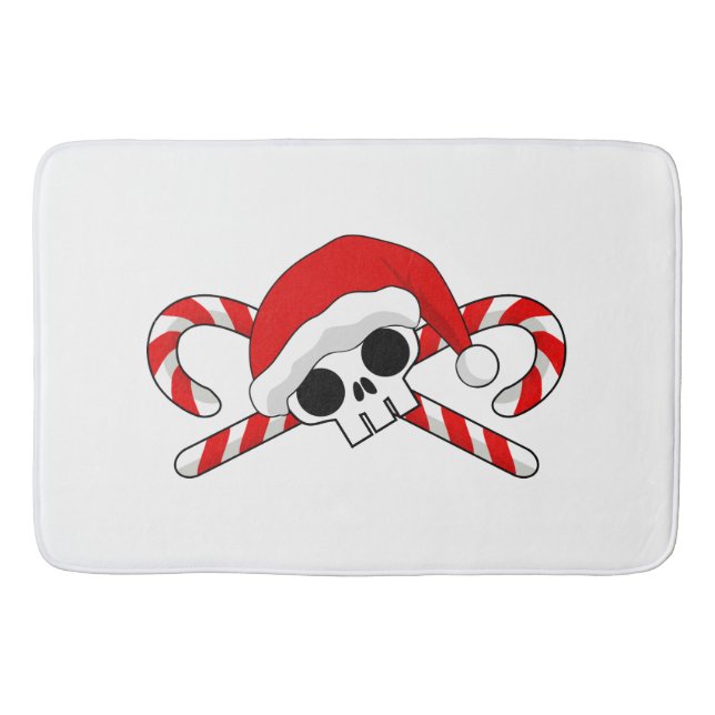 Niedlicher Santa Skull mit Candy Canes Badematte (Vorderseite)