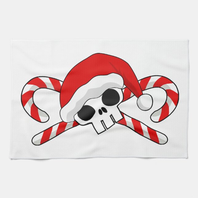 Niedlicher Santa Skull mit Candy Canes Handtuch (Horizontal)