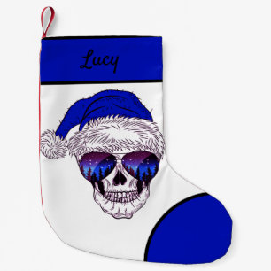 Niedlicher Santa Skull mit Sonnenbrille Kleiner Weihnachtsstrumpf