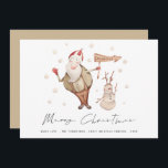 Niedlicher Santa Snowman Frohe Weihnachten<br><div class="desc">Niedlicher Weihnachtsschneemann frohe Weihnachten. Niedlich und unterhaltsam für Ihren Urlaub Gruß,  leicht personalisieren mit Ihrem Gruß und Namen und Jahr am Ende. Frohe Weihnachten ist in einem stilvollen Set-Skript.</div>