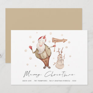 Niedlicher Santa Snowman Frohe Weihnachten