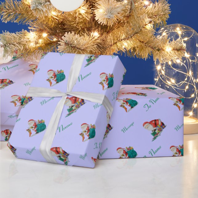 Niedlicher Santa und verpackte Pakete für Weihnach Geschenkpapier (Feiertage)