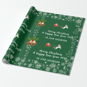 Niedlicher Santa Unicorn Modernes Skript Personali Geschenkpapier