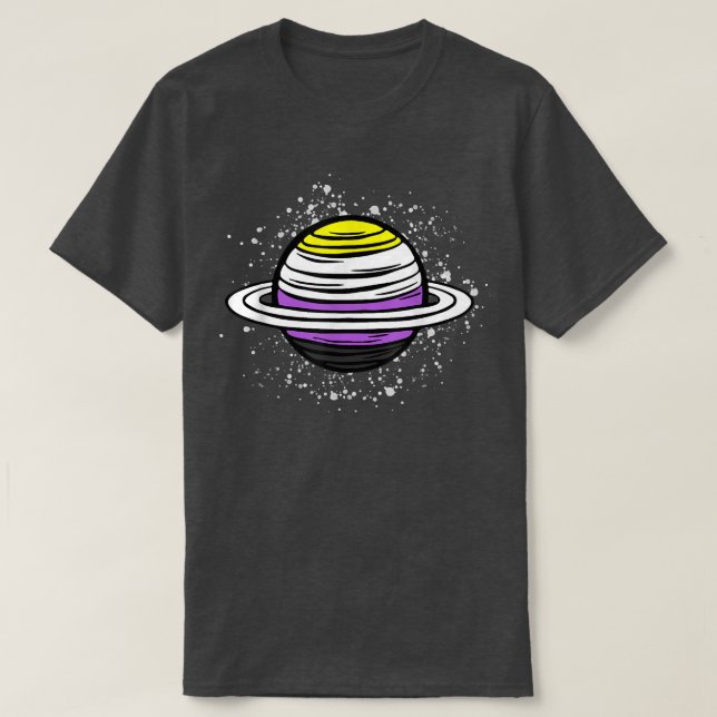 Niedlicher Saturn Planet, nicht binäre Flaggenagen T-Shirt (Design vorne)