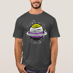 Niedlicher Saturn Planet, nicht binäre Flaggenagen T-Shirt