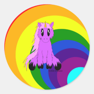 Niedlicher schäbiger Unicorn (Rosa) Runder Aufkleber