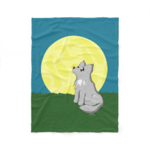 Niedlicher schäbiger Wolf mit Mond-Decke