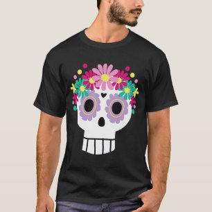 Niedlicher Schädel mit Blume Mexiko Feiertag des J T-Shirt