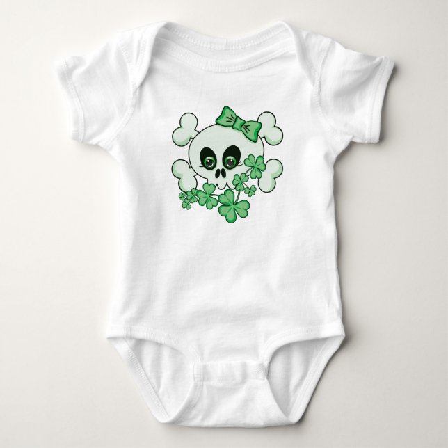 Niedlicher Schädel mit Kleeblättern Baby Strampler (Vorderseite)