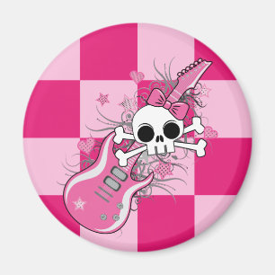 Niedlicher Schädel mit rosa Gitarre Magnet