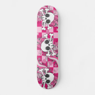 Niedlicher Schädel mit rosa Gitarre Skateboard